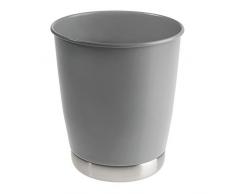 iDesign York Cestino Spazzatura, Elegante pattumiera Design in Ceramica e Metallo per Bagno, Cucina e Ufficio, Grigio Opaco, 21.6 cm di Diametro x 24.8 cm