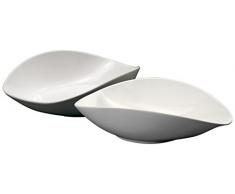 DEAGOURMET 188, Soffio Antipastiera Ovale Set 2 Pezzi, Porcellana Bianca