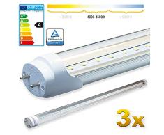 LEDVero 3x SMD LED Tubo 100cm Certificazione TÃV Bianco neutro - Tubo fluorescente T8 G13 - Cover trasparente 16 W, 1600 Lumen- pronto per linstallazione