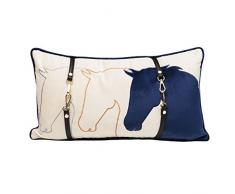KARE Cuscino di design Horsefaces, 50 x 30 x 8 cm, blu
