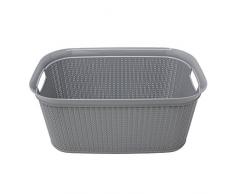 JVL Knit Design Loop plastica Rettangolare in Vimini, con Manici – 38 Litri, Grigio