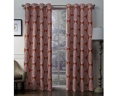 Exclusive Home Tende Queensland Medallion Rasato Stampato Tessuto Oscurante. Occhielli Finestra Tenda a Pannello, Mecca Orange, 52Â x 108Â cm