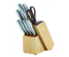 Herenthal coltelli 10Â Pezzi con Gomma in Legno Block, Rattan And Cestino, Beige, 12Â x 12Â x 25Â cm, 4Â unitÃ