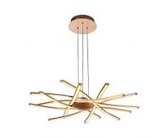 Homemania Lampada a Sospensione Ray Plafoniera, da Parete, Oro in Metallo, 60 x 60 x 120 cm, 8 x LED, 12W, 10080LM, 4200K, Luce Bianca Naturale