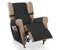 Bartali Copre Poltrona Relax Larissa, Tessuto ciniglia Cotone, 50% Poliestere, Nero, 1Â Piazza