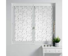 Douceur dintérieur. Coppia di tende dritte con passanti, 60 x 160 cm, velate, sabbiate, ricamate con piccoli fiori, colore: bianco / grigio.