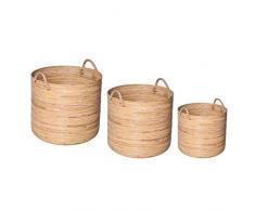 Deco&Co PA90191 Cestino, Rattan, Taglia Unica