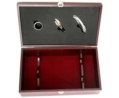 Expovinalia Set Vino per 2Â Bottiglie con 3Â Accessori, Acciaio Inox, Mogano, 36Â x 21Â x 12Â cm