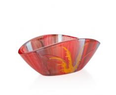 Angela neue Wiener Werkstaette - Ciotola in Vetro con Decorazioni in Oro, con Supporto, Decorata a Mano, Modello Bordeaux, Lunghezza: 25 cm, Altezza: 5 cm