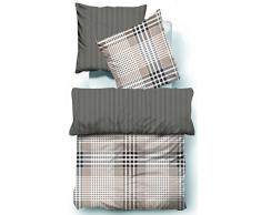 Tom Tailor 0009682 - Biancheria da letto in flanella con federa in cotone, 1 copripiumino da 155 x 220 cm e 1 federa da 80 x 80 cm, colore: antracite