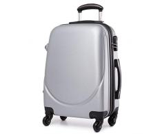 Trolley da Cabina Bagaglio a Mano London 20, Capienza 40 Litri, 55 x 34 x 24cm,Ideale a bordo di EasyJet Ryanair Alitalia Meridiana WizzAir, Trolley in ABS e Policarbonato, Grigio Silver