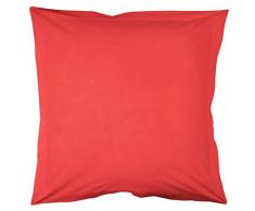Douceur dIntérieur Lina Federa per cuscino, con volant, piatta, in cotone, colore: Corallo, Cotone, Corallo, 63x63x63 cm