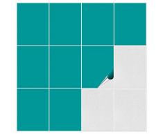 FoLIESEN Piastrelle adesive per bagno e cucina, 15 x 20 cm, confezione da 90 piastrelle adesive da parete, colore turchese opaco