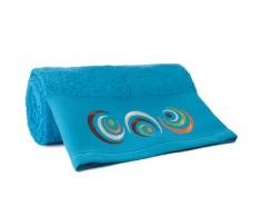 Aneesi Asciugamano da Bagno, con Motivo Ricamato, Colore Turchese, 50x100cm Asciugamano