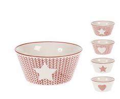 H&H 830891 Crochet Set 4 Tazze Colazione, New Bone China, 470cc