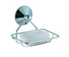 MSV 140317 - Porta saponetta con Ventosa, in Metallo Cromato/PVC Cromato, 12 x 9 x 7 cm