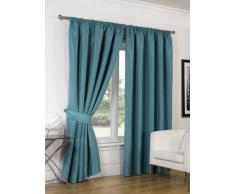 Dreamscene - Coppia di lusso anello superiore completamente foderato Tende oscuranti con occhielli con fermatenda Foglia, 46 x 183