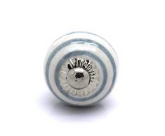 Pushka Home Piccola Ceramica Armadio Porta manopole (PS41Â âÂ Bianco con Strisce Grigio)