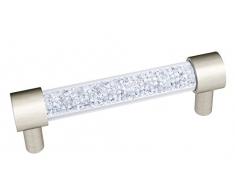 Decostyle Maniglia per Porta in Ottone Massiccio con Elementi Swarovski, in Diverse Dimensioni e Finiture, Argento Opaco, 15 x 2 x 4 cm