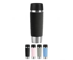Emsa Travel Mug Waves Grande N2012200 - Tazza termica, Acciaio INOX Silicone Plastica, Nero , 500 ml