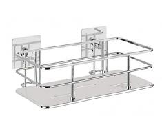 Wenko 23854100 Turbo-LocÂ® Mensola da Parete Quadro in Acciaio Inox, Fissaggio Senza Fori, in Acciaio Inox, 24 x 10 x 14,5 cm, cromata
