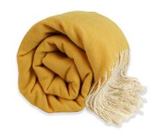 Unique Living - Coperta in pile, Poliestere, mellow giallo, 130 x 160 cm