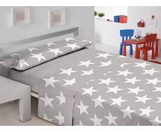 Javier Larrainzar Style Star - Lenzuola per Bambini, in Cotone e Poliestere 135 x 200 cm Grigio