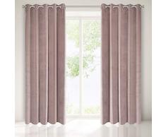 Eurofirany Velluto Velvet Polvere 10 Occhielli 1 Pezzo Elegante Tenda Liscia Monocolore per Soggiorno, Camera da Letto, Salotto, Poliestere, Cipria, 140 x 250 cm