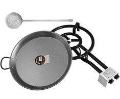 Vaello Paella Set Fornellone con Paellera/Mestolo Utensili da Cucina, Ferro, Grigio