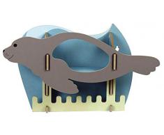 Werkhaus Robbe Appendiabiti a Forma di foca, Legno, L 45 cm, H 26 cm, T 12,5 cm