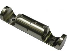 Gardinia Adattatore per aste per tende a soffitto, Supporto per 2 aste, Aperto, Kit montaggio incluso, 20 mm diametro, Finitura in acciaio inossidabile