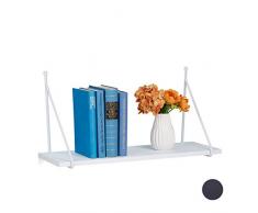 Relaxdays Mensola, per Salotto & Corridoio, Design Moderno, Scaffale per Libri & Decorazioni, HLP: 30x60x22 cm, Bianco, Truciolato, Acciaio, 1 pz