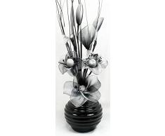 Flourish Fiori Artificiali Neri e Bianchi, con Vaso Nero, Accessori per la casa e Decorazioni, Adatto per Bagno, Camera da Letto o Cucina, Finestra/scaffale, 32 cm