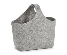 Zeller 14372 , contenitore per riviste/cestino, in feltro, grigio, Feltro, Grau, 36 x 22 x 47 cm