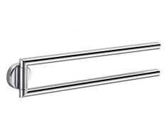 INDA Portasalviette Doppio a Snodo, Ottone, Cromato, 5 x 37 x 9 cm