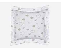 MI CASA Mi - Federa per Cuscino, 45 x 45 cm, Motivo: Cuori, Colore: Beige
