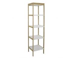 Dcasa - Scaffale da Ufficio, con 5 Ripiani, Ideale per Decorazioni Natalizie, Articoli per la casa, Unisex, per Adulti, Multicolore (bambù/Bianco), Unico