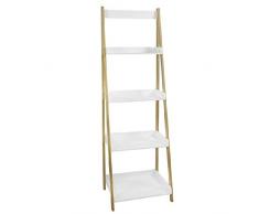 Dcasa - Scaffale a 4 Ripiani, da Ufficio, per Decorazioni, Feste, Articoli per la casa, Unisex, da Adulto, Multicolore (bambù/Bianco), Unico