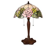 LumiLamp 5LL-5912 - Lampada da Tavolo Art Deco Tiffany, Ã 40 x 61 cm, E27 Max. 2 x 60 Watt Vetro colorato Decorativo Stile Tiffany