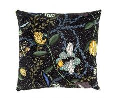 Nadja Wedin design Farfalle E Insetti, Colore: Nero Velluto Cuscino, 48Â x 48Â cm
