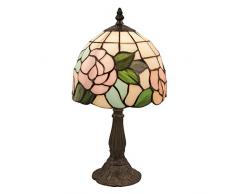 LumiLamp 5LL-5943 - Lampada da Tavolo, Motivo Floreale, Stile Tiffany, Ã 20 x 36 cm, in Vetro colorato Decorativo, Stile Tiffany