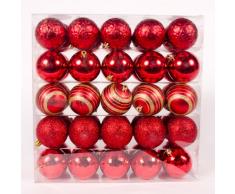 WeRChristmas - Confezione di 50 Palline assortite per Albero di Natale, Colore: Rosso