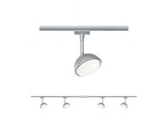 Paulmann LED Sistema a Binario URail Set Hemi, orientabile, faretto a soffitto 4 fuochi, 3000K Bianco Caldo, 5 W 20 W, Cromo Opaco, Cromo