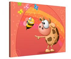 Gallery of Innovative Art TooshToosh Cow Meet Bee - Stampa Artistica su Tela, Telaio in Legno, per Camera da Letto e cameretta, 40 x 30 cm