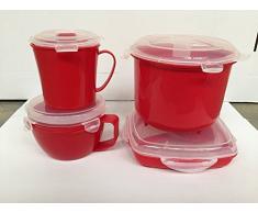 Misterchef Rice V2Â set di 4Â cestini microonde, rosso