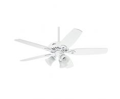 Hunter Fan Builder Plus Ventilatore da soffitto con Luce E27, 240 W, Bianco, 132 cm