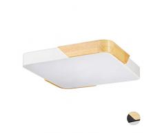 Relaxdays Plafoniera Quadrata con Luci a LED, Applique da Soffitto, 24W, Bianco, HxLxP: 5 x 40 x 40 cm