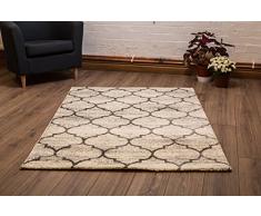 Serdim Rugs Tappeto Moderno per Salotto con Design Traliccio Royal Extra Morbido con Spessore di 11 mm, Colori Panna e Argento (Argento, 120 x 170 cm)