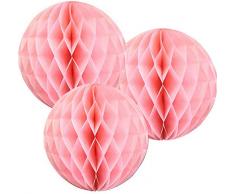 A Liittle Tree, 3 PON PON di Carta a Nido dApe, Decorazione per Feste di Matrimonio [HB] (Rosa, 30,5 cm)