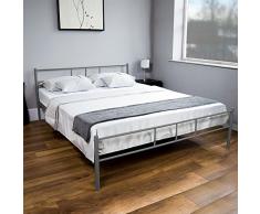 Vida Designs Dorset UK - Letto Matrimoniale 135 x 190 cm, Argento